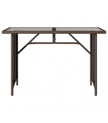 vidaXL Garden Table with Glass Top Brown 110x68x70 cm Poly Rattan