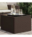vidaXL Garden Table with Glass Top Brown 55x55x37 cm Poly Rattan