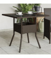 vidaXL Garden Table with Glass Top Brown 80x80x75 cm Poly Rattan