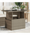 vidaXL Garden Table with Glass Top Grey 100x55x73 cm Poly Rattan