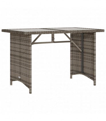 vidaXL Garden Table with Glass Top Grey 110x68x70 cm Poly Rattan