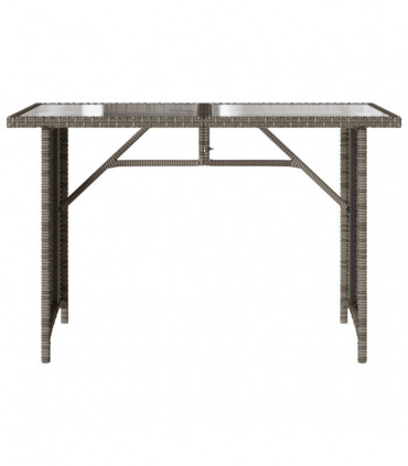 vidaXL Garden Table with Glass Top Grey 110x68x70 cm Poly Rattan