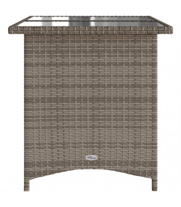 vidaXL Garden Table with Glass Top Grey 110x68x70 cm Poly Rattan