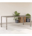 vidaXL Garden Table with Glass Top Grey 190x90x75 cm Poly Rattan
