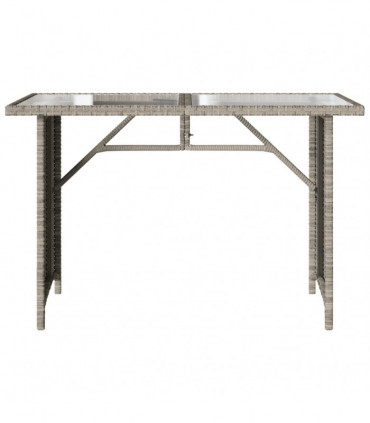 vidaXL Garden Table with Glass Top Light Grey 110x68x70 cm Poly Rattan