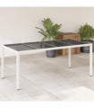vidaXL Garden Table with Glass Top White 190x90x75 cm Poly Rattan