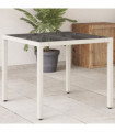 vidaXL Garden Table with Glass Top White 90x90x75 cm Poly Rattan