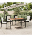 vidaXL Garden Table with Wooden Top Black Poly Rattan&Solid Wood Acacia