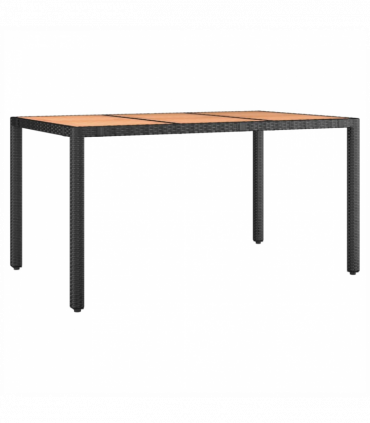 vidaXL Garden Table with Wooden Top Black Poly Rattan&Solid Wood Acacia