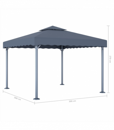 vidaXL Gazebo 300x300 cm Anthracite Aluminium