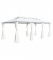 vidaXL Gazebo with Curtains 600x298x270 cm White 180g/m²