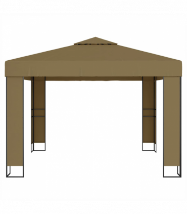 vidaXL Gazebo with Double Roof 3x3x2.7 m Taupe 180 g/m²