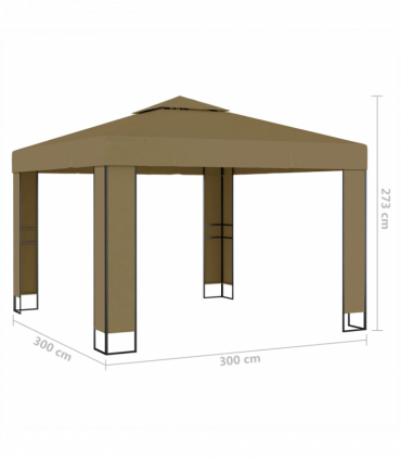 vidaXL Gazebo with Double Roof 3x3x2.7 m Taupe 180 g/m²