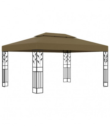 vidaXL Gazebo with Double Roof 3x4 m Taupe 180 g/m²
