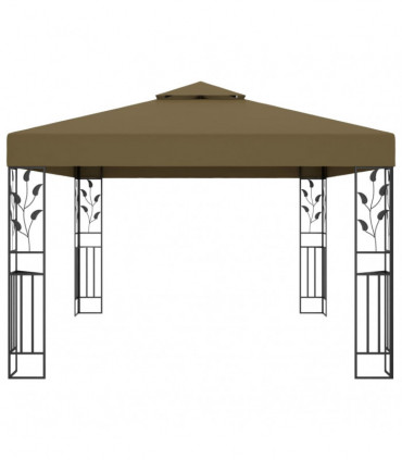 vidaXL Gazebo with Double Roof 3x4 m Taupe 180 g/m²