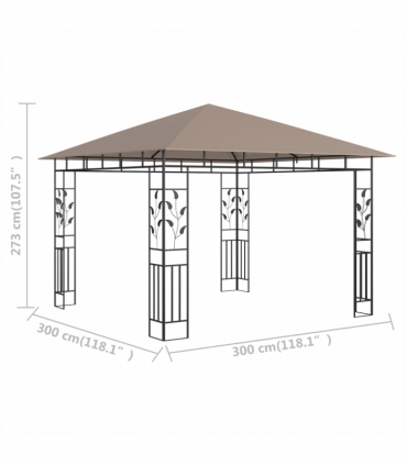 vidaXL Gazebo with Mosquito Net 3x3x2.73 m Taupe 180 g/m²