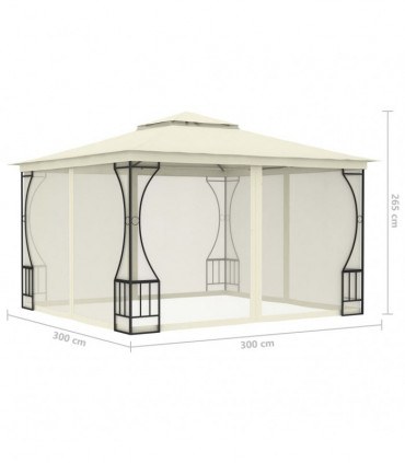 vidaXL Gazebo with Nets 300x300x265 cm Cream