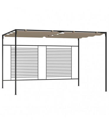 vidaXL Gazebo with Retractable Roof 3x4x2.3 m Taupe 180 g/m²