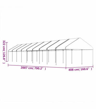 vidaXL Gazebo with Roof White 20.07x4.08x3.22 m Polyethylene