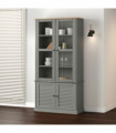 vidaXL Glass Display Cabinet VIGO Grey 85x35x170 cm Solid Wood Pine