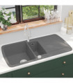 vidaXL Granite Kitchen Sink Double Basin Grey