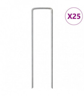 vidaXL Ground Pegs U Shape 25 pcs 15x3.5 cm Galvanised steel