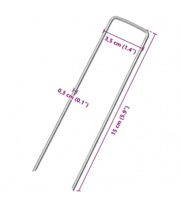 vidaXL Ground Pegs U Shape 25 pcs 15x3.5 cm Galvanised steel