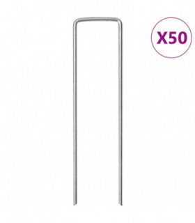 vidaXL Ground Pegs U Shape 50 pcs 15x3.5 cm Galvanised steel