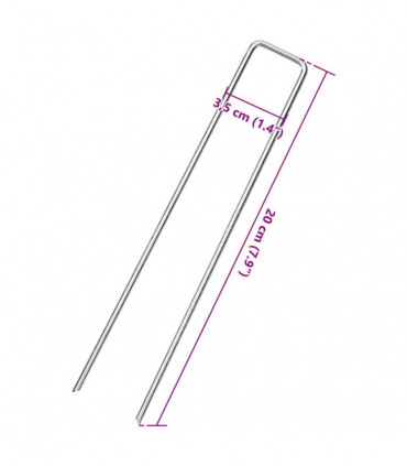 vidaXL Ground Pegs U Shape 50 pcs 20x3.5 cm Galvanised steel