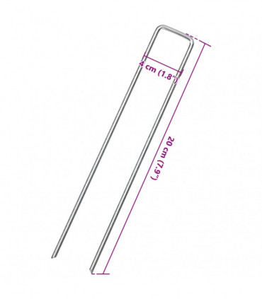vidaXL Ground Pegs U Shape 50 pcs 20x4 cm Galvanised steel
