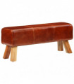 vidaXL Gym Bok Bench Brown 110 cm Real Leather and Solid Wood Mango