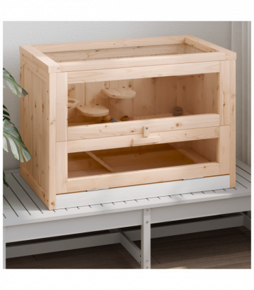 vidaXL Hamster Cage 60x35.5x42 cm Solid Wood Fir