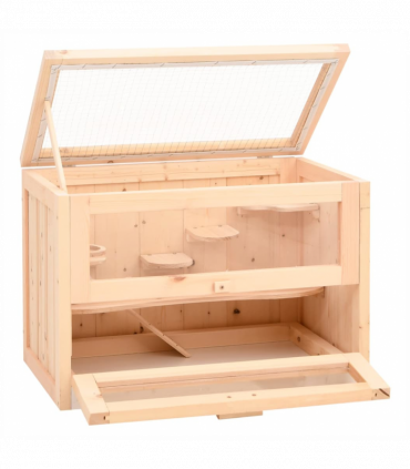 vidaXL Hamster Cage 60x35.5x42 cm Solid Wood Fir
