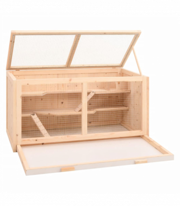 vidaXL Hamster Cage 89.5x45x45 cm Solid Wood Fir