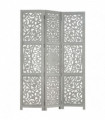 vidaXL Hand carved 3-Panel Room Divider Grey 120x165 cm Solid Mango Wood