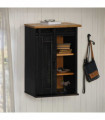 vidaXL Hanging Cabinet HALDEN with Sliding Door Black 49x22.5x70 cm Pine