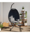 vidaXL Hanging Egg Chair with Stand Anthracite Fabric and Steel