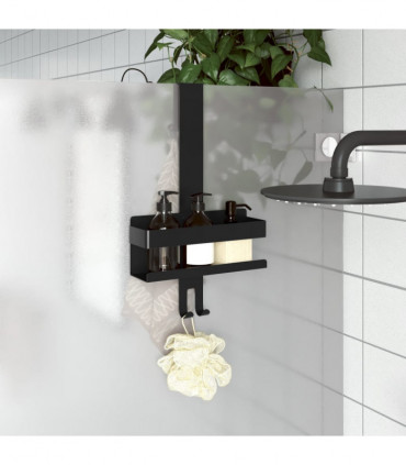 vidaXL Hanging Shower Caddy Matt Black Brushed 304 Stainless Steel