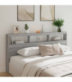 vidaXL Headboard Cabinet with LED Grey Sonoma 200x17x102 cm