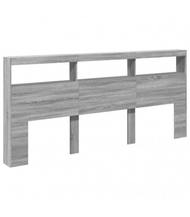 vidaXL Headboard Cabinet with LED Grey Sonoma 220x17x102 cm