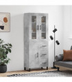 vidaXL Highboard Concrete Grey 69.5x34x180 cm Engineered Wood