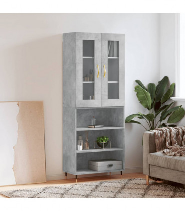 vidaXL Highboard Concrete Grey 69.5x34x180 cm Engineered Wood