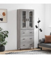 vidaXL Highboard Grey Sonoma 69.5x34x180 cm Engineered Wood