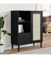 vidaXL Highboard SENJA Rattan Look Black 90x40x112 cm Solid Wood Pine