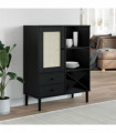 vidaXL Highboard SENJA Rattan Look Black 90x40x112cm Solid Wood Pine