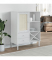 vidaXL Highboard SENJA Rattan Look White 90x40x112cm Solid Wood Pine