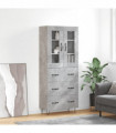 vidaXL Highboard Concrete Grey 69.5x34x180 cm Engineered Wood