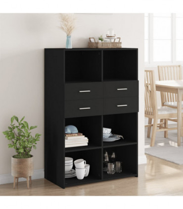 vidaXL Highboard Black 80x42.5x124 cm Engineered Wood