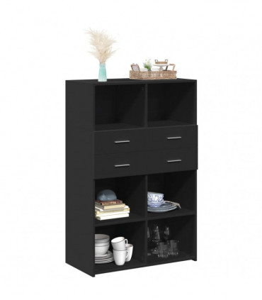 vidaXL Highboard Black 80x42.5x124 cm Engineered Wood