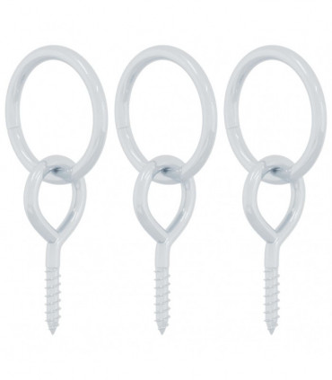 vidaXL Hitching Rings with Eye Screws 3 pcs Silver Steel